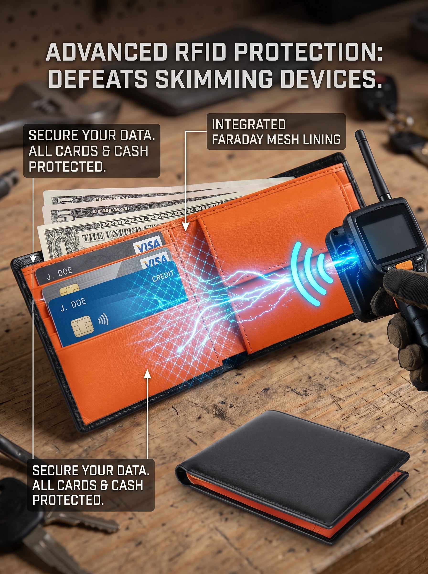 The Guardian — RFID-Blocking Leather Bifold Wallet